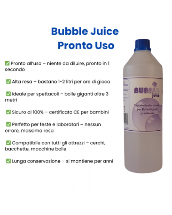 SAPONE BOLLE GIGANTI BUBBLE JUICE TANICA 5 LT - PRONTO USO