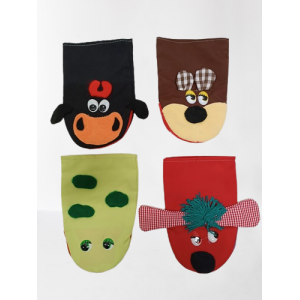 BURATTINI MUCCA ORSO CANE RANA