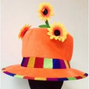 CAPPELLO CLOWN ARANCIONE CON FIORI