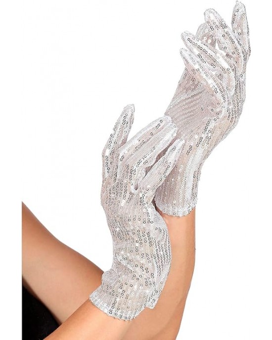 GUANTI PAILLETTES ARGENTO