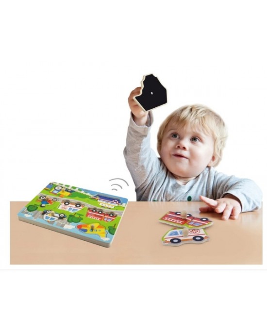 PUZZLE IN LEGNO CON SUONI DEI VEICOLI