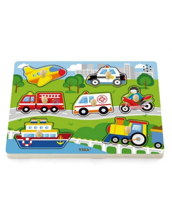 PUZZLE IN LEGNO CON SUONI DEI VEICOLI