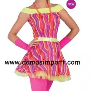 COSTUME CLOWN DONNA  RIGHE FLUO