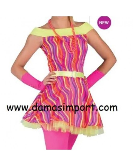 COSTUME CLOWN DONNA  RIGHE FLUO