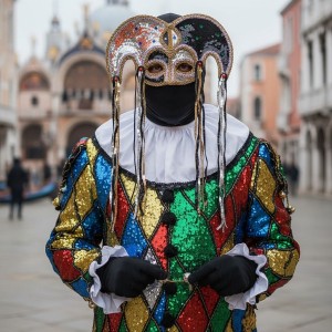 MASCHERA ARLECCHINO PAILLETTES